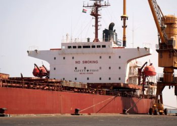 A picture shows a view of the SEAEAGLE, a vessel which reportedly left Ukraine with a cargo of wheat, anchored in Port Sudan on the Red Sea coast, on September 9, 2022. (Photo by AFP) (Photo by -/AFP via Getty Images)